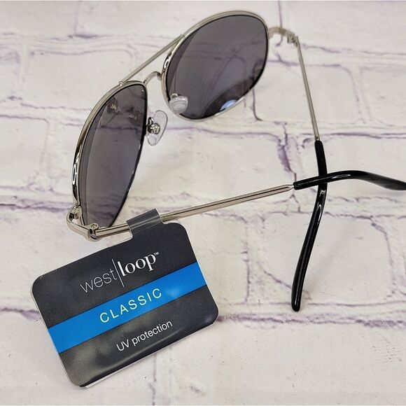 NWT West Loop Classic Aviator Silver Mirrored Sunglasses - Picture 1 of 7